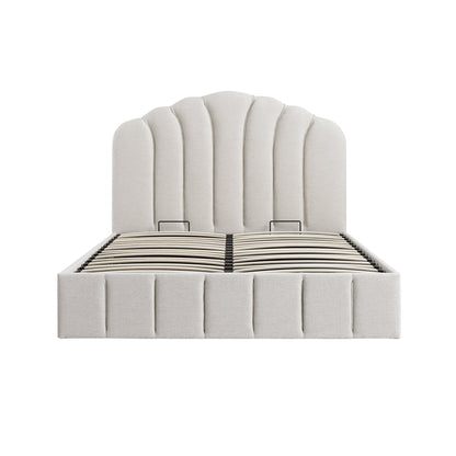 Hana Ottoman Bed with Storage, Ivory Weave Fabric