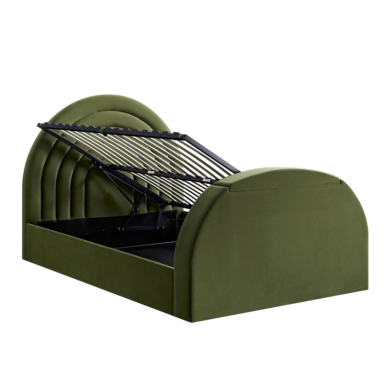 Archer Moss Green Velvet TV Bed with Ottoman Storage