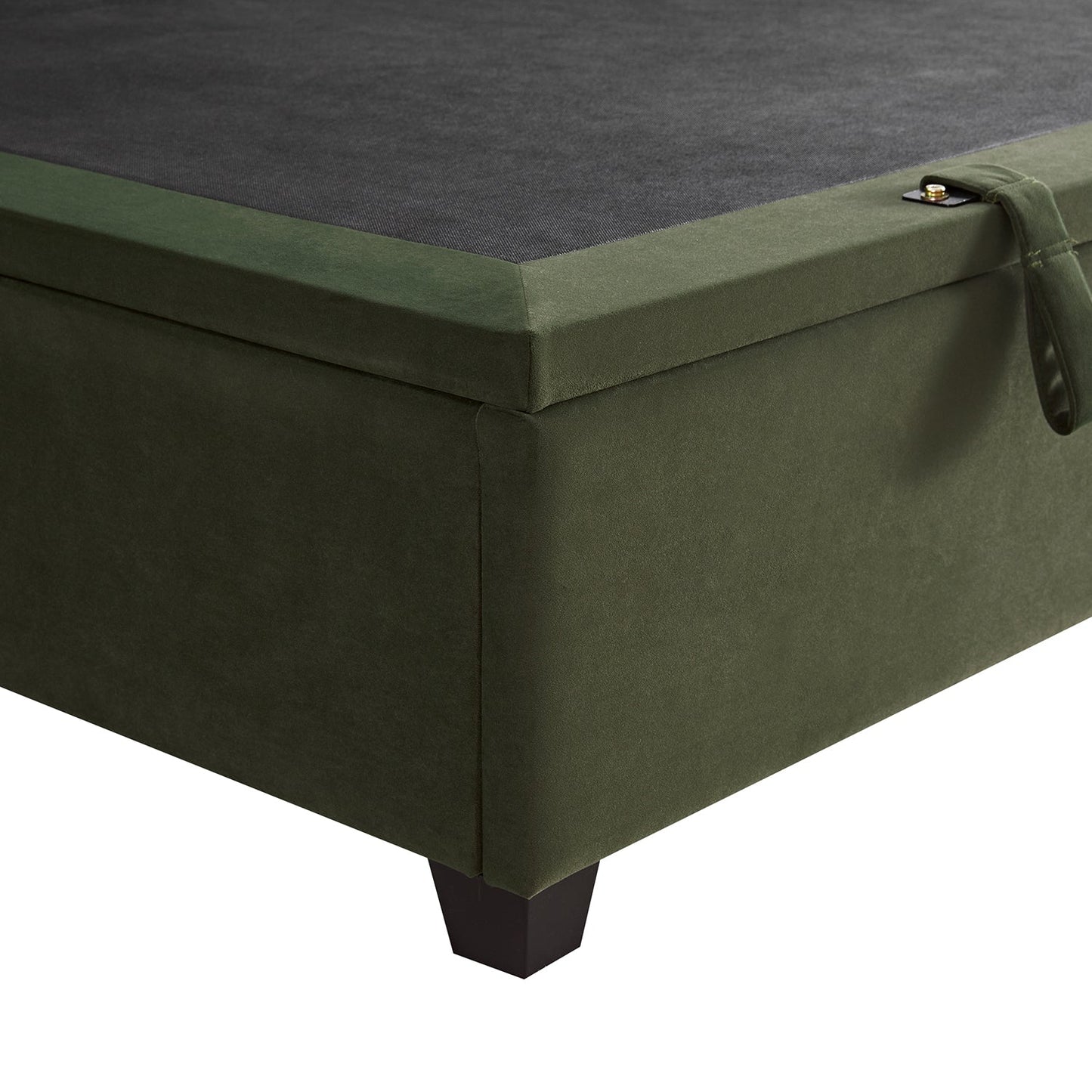 Kricia Upholstered Bed with Storage with Pillow Headboard, Moss Green Velvet