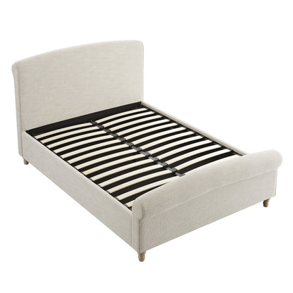 Porchester Ottoman Bed with Storage, Sleigh, Oatmeal Woven Textured Fabric