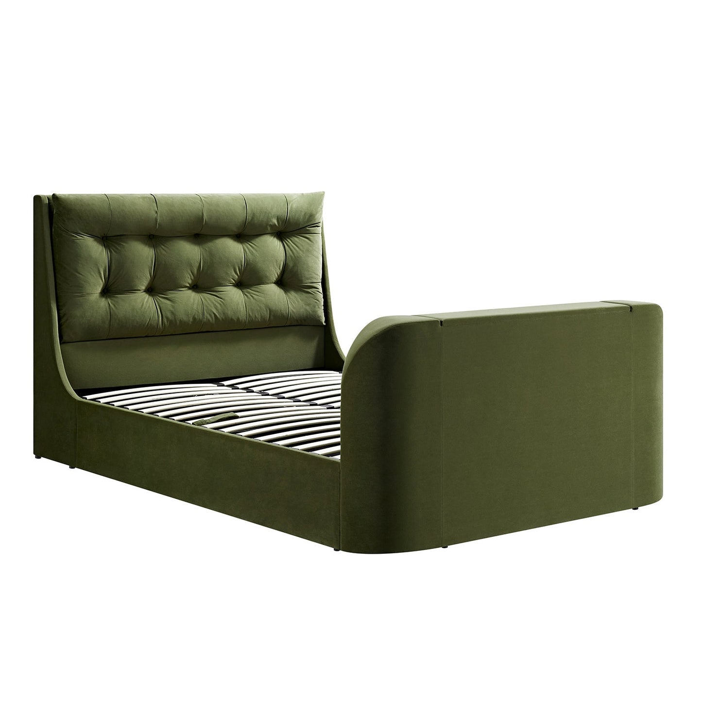 Hadley Moss Green Velvet TV Bed with Ottoman Storage