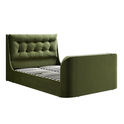 Hadley Moss Green Velvet TV Bed with Ottoman Storage