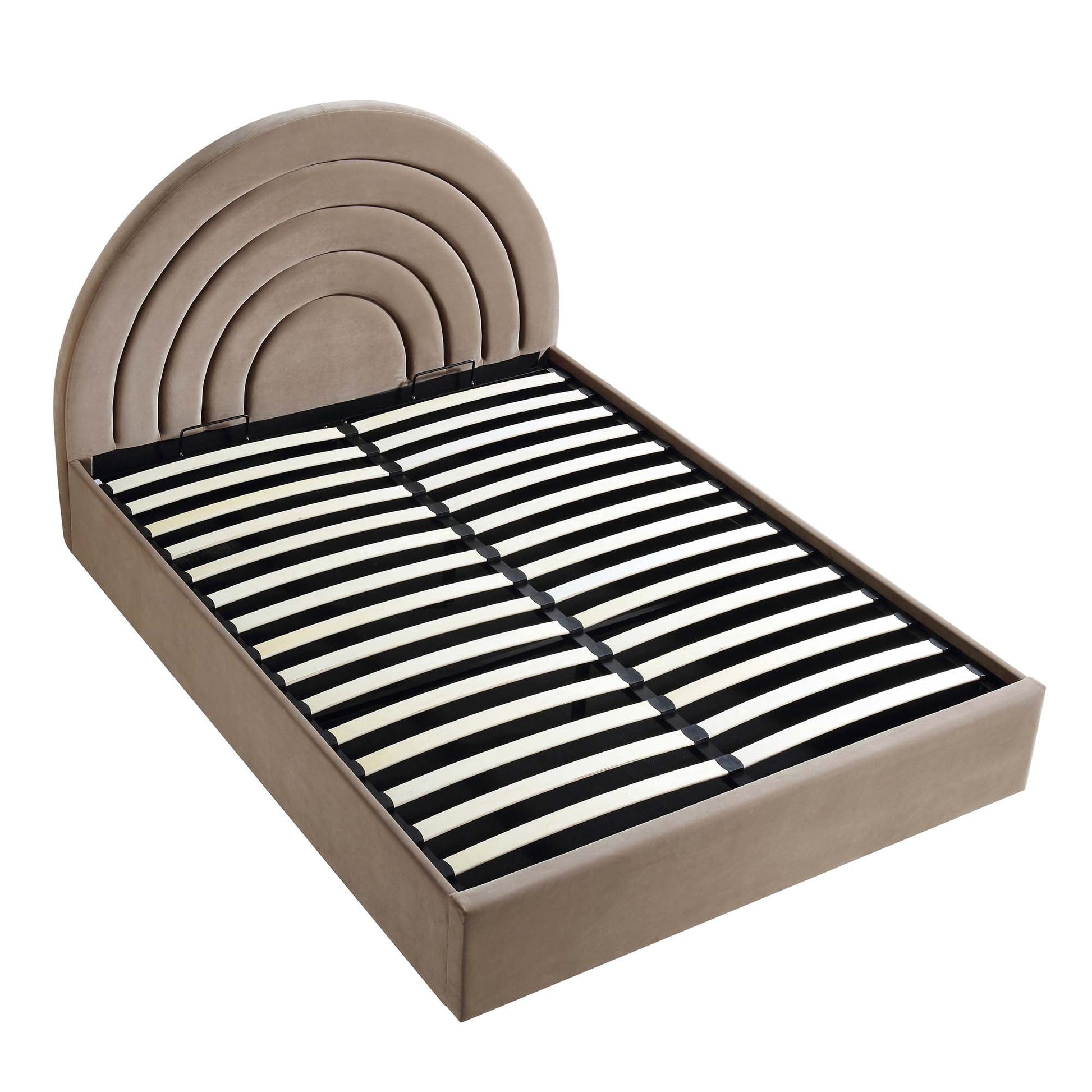 Archer Mink Velvet Ottoman Bed with Storage