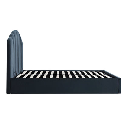Hana Ottoman Bed with Storage, Aegean Blue Velvet