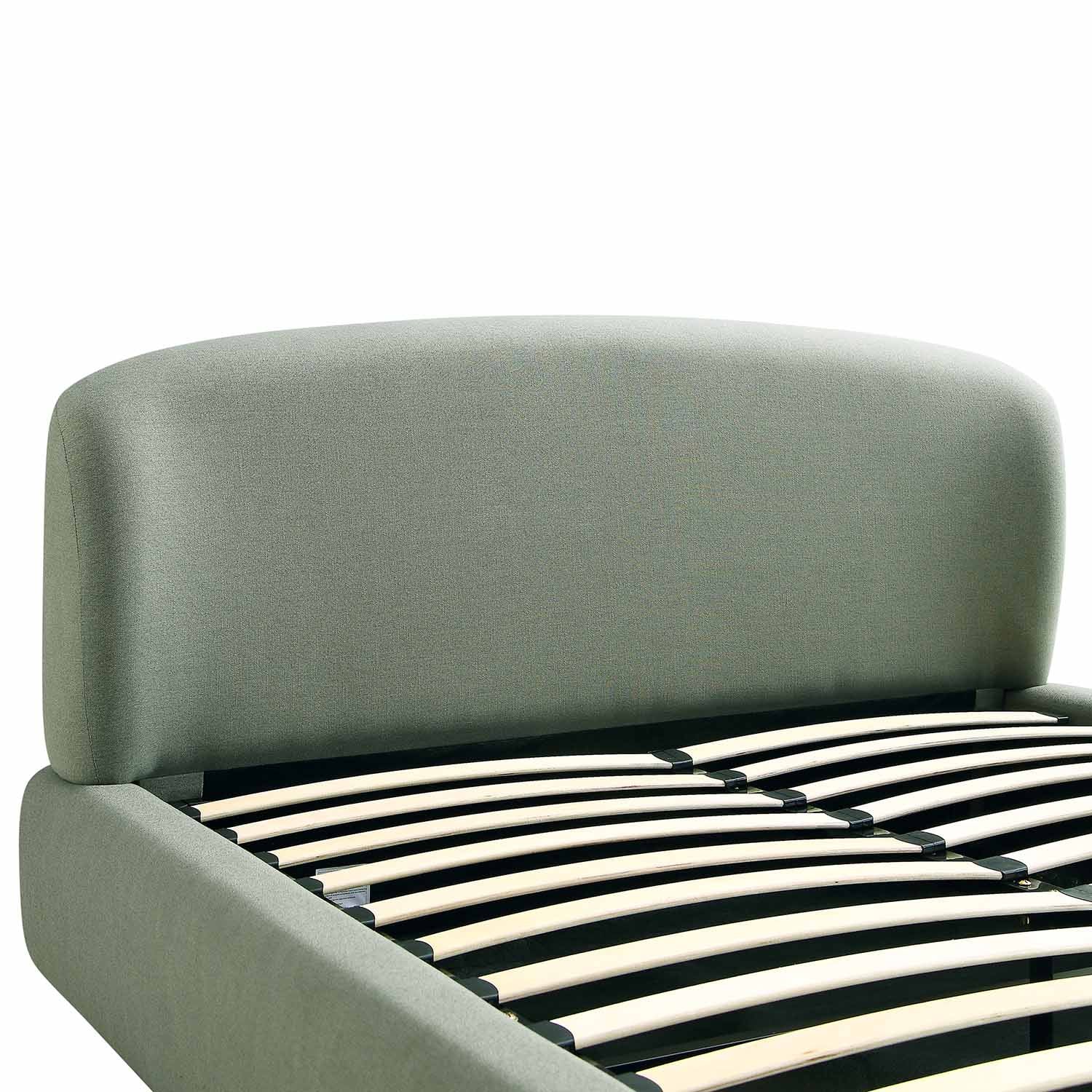 Constance Winged Headboard Ottoman Bed with Storage, Olive Linen