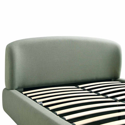 Constance Winged Headboard Ottoman Bed with Storage, Olive Linen
