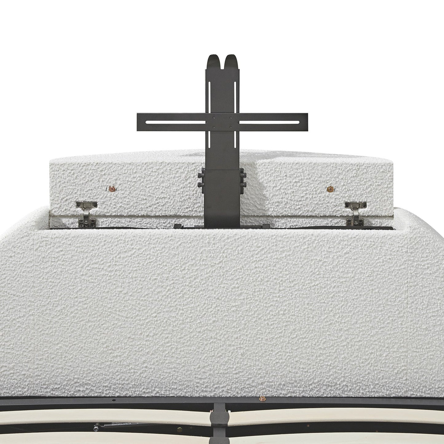 Archer White Boucle TV Bed with Ottoman Storage