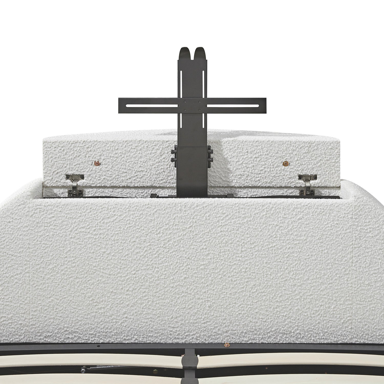 Archer White Boucle TV Bed with Ottoman Storage