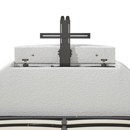 Archer White Boucle TV Bed with Ottoman Storage