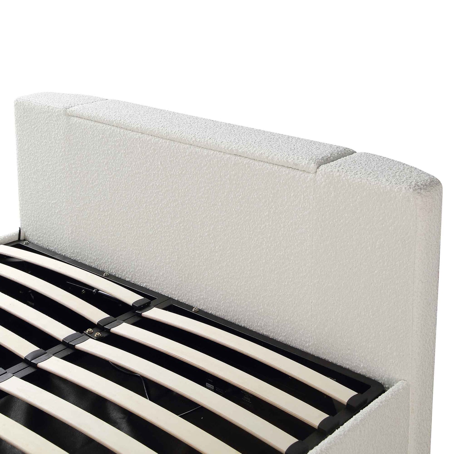 Wilton White Boucle TV Bed with Ottoman Storage