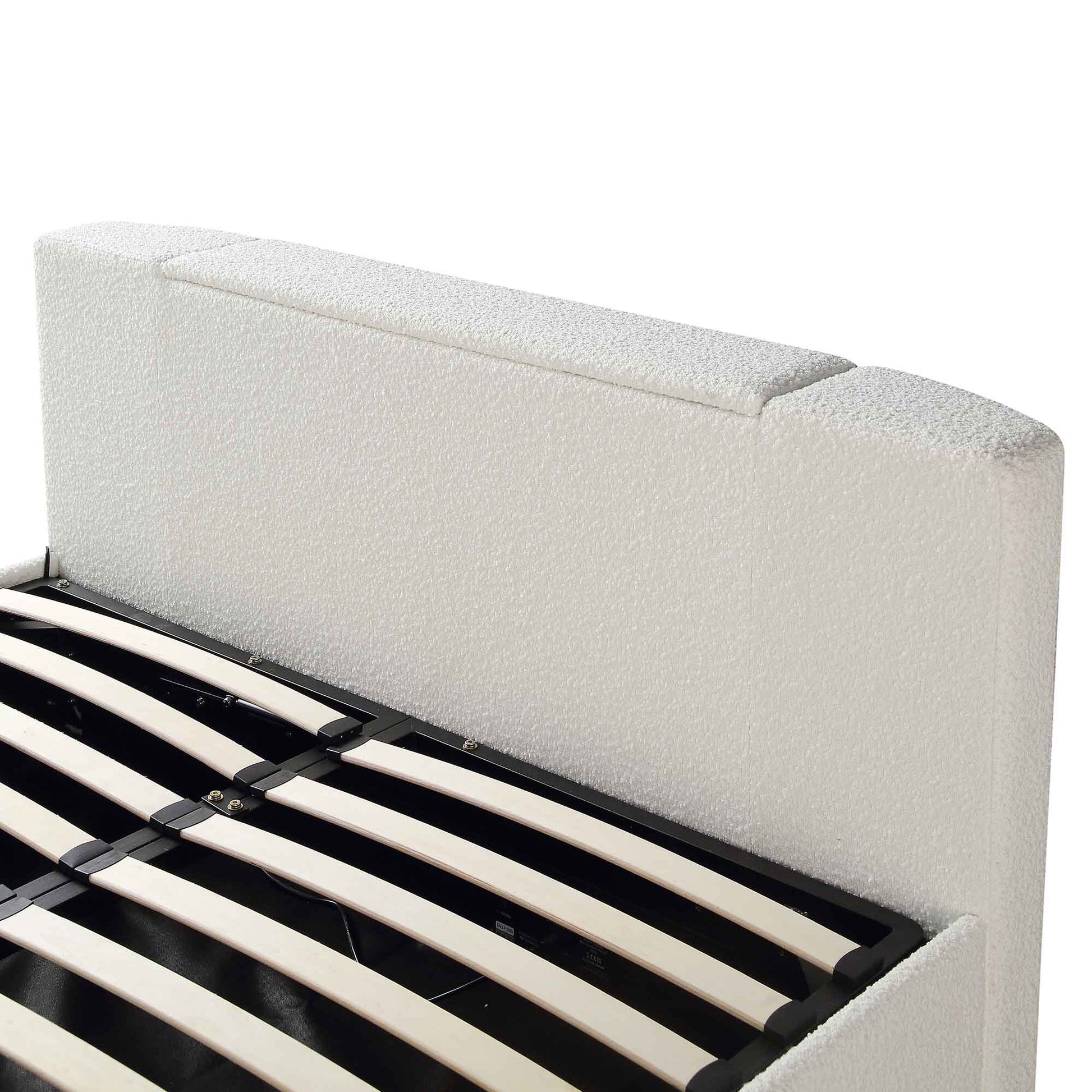 Wilton White Boucle TV Bed with Ottoman Storage
