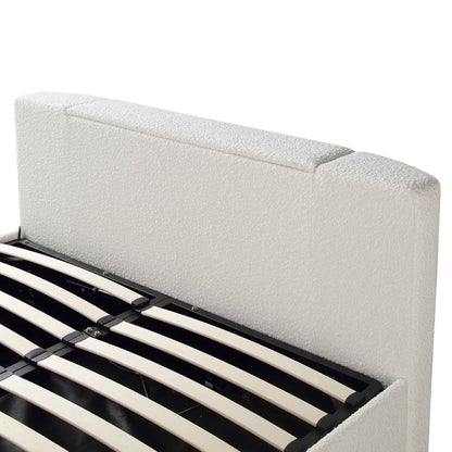 Wilton White Boucle TV Bed with Ottoman Storage