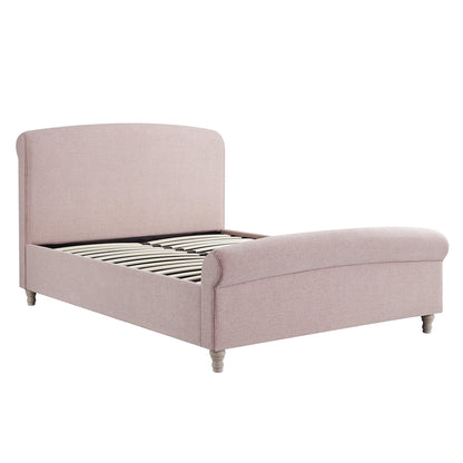 Porchester Ottoman Bed with Storage, Sleigh, Rosewater Pink Fabric