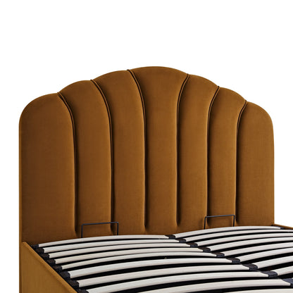 Hana Ottoman Bed with Storage, Cinnamon Velvet