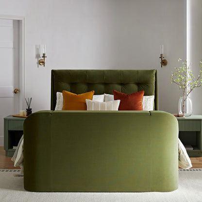 Hadley Moss Green Velvet TV Bed with Ottoman Storage