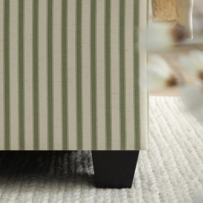 Chilworth Upholstered Ottoman Bed with Storage, Green Stripe Linen Blend