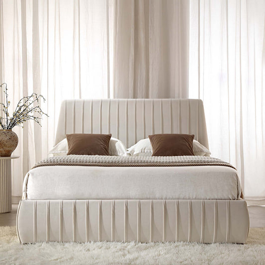 Helia Pleated Ottoman Bed with Storage, Champagne Velvet