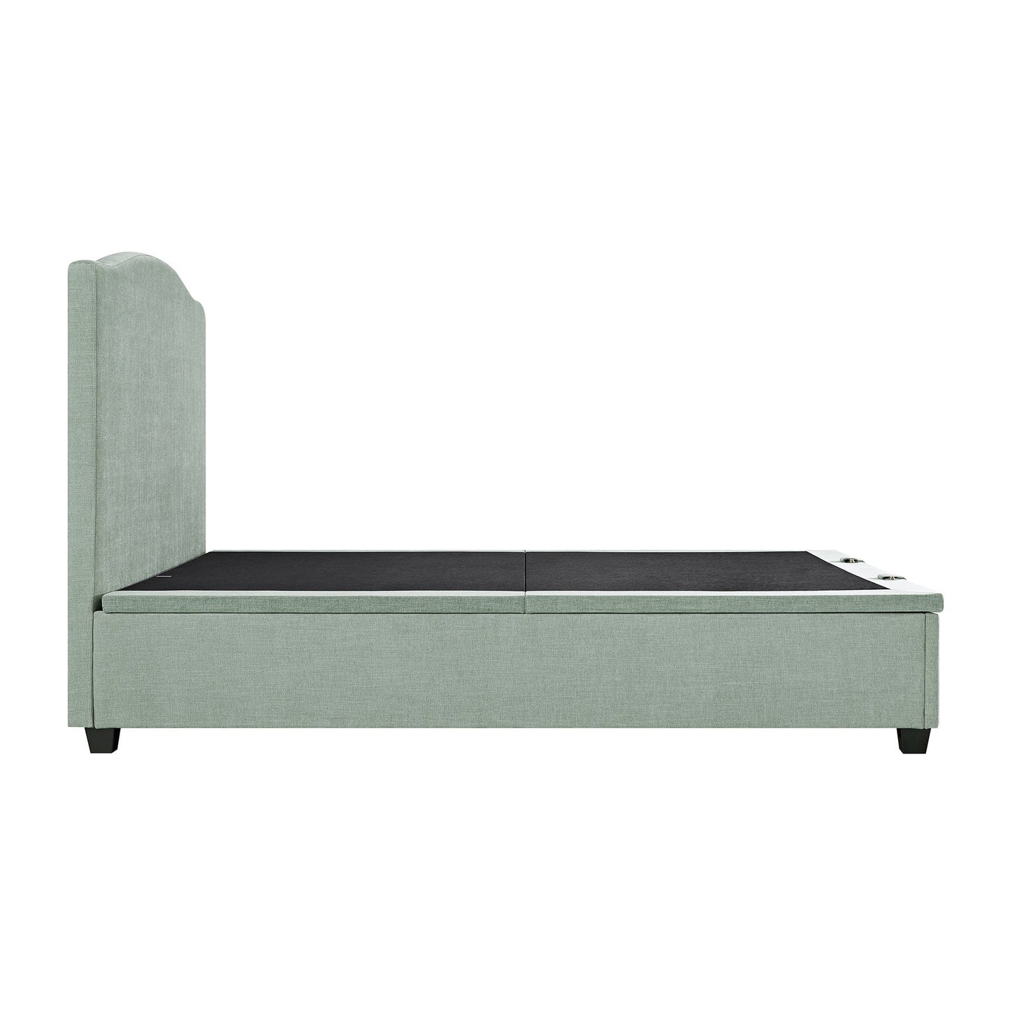 Chilworth Upholstered Ottoman Bed with Storage, Water Green Chenille