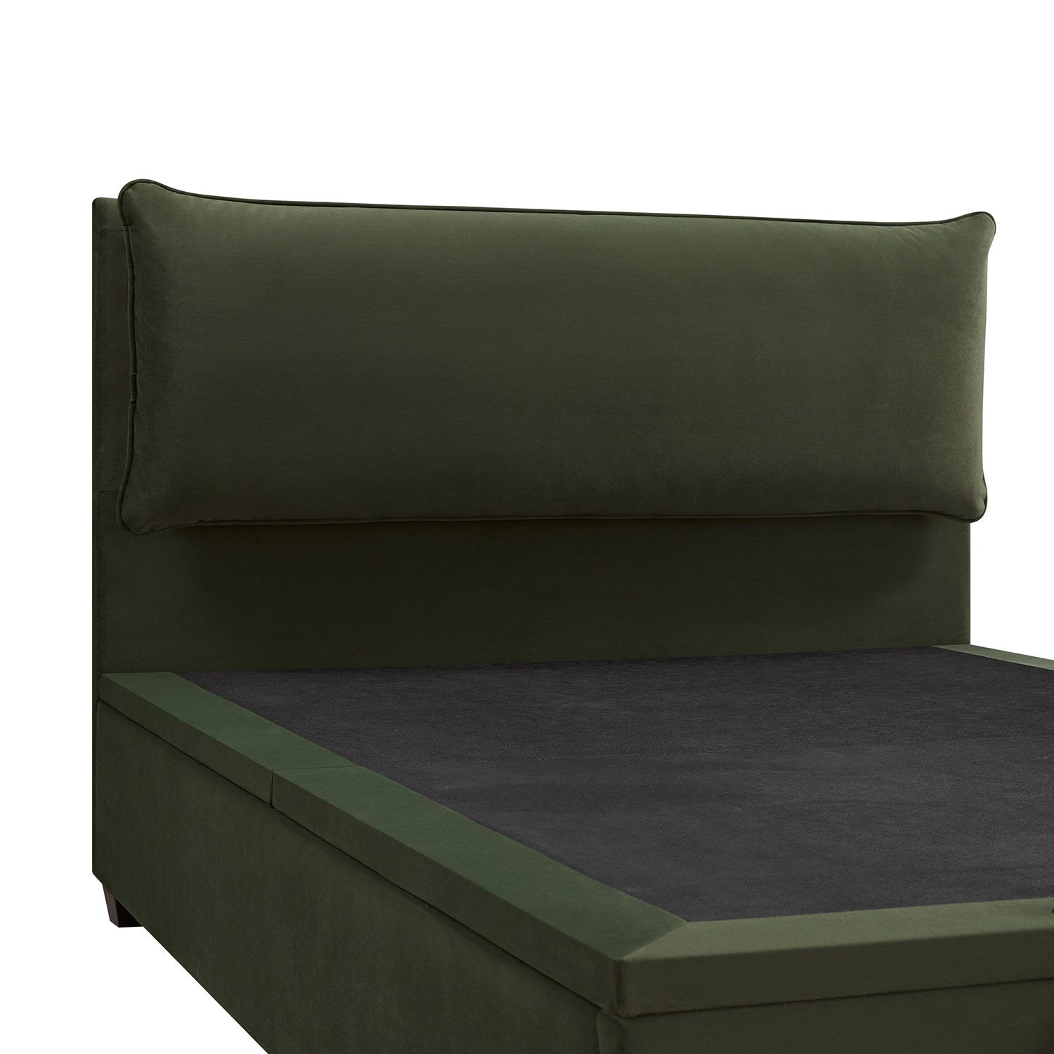 Kricia Upholstered Bed with Storage with Pillow Headboard, Moss Green Velvet