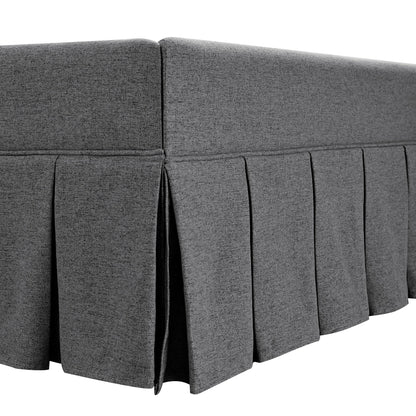 Egerton Box-Pleat Ottoman Bed with Storage, Charcoal Brushed Fabric