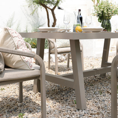 Manresa Rope 6-Seater Rectangular Garden Dining Set, Taupe and Beige