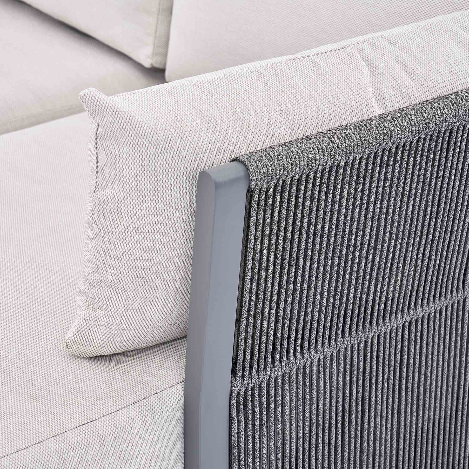 Pedra Rope and Aluminium Outdoor Chaise Sofa Set, Grey