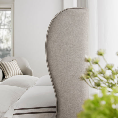 Kimberly Winged Upholstered Bed with Storage, Sand Fabric