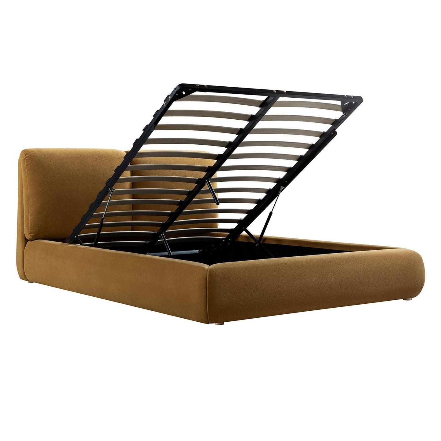 Thera Pillow Headboard Upholstered Bed, Burnt Ochre Chenille