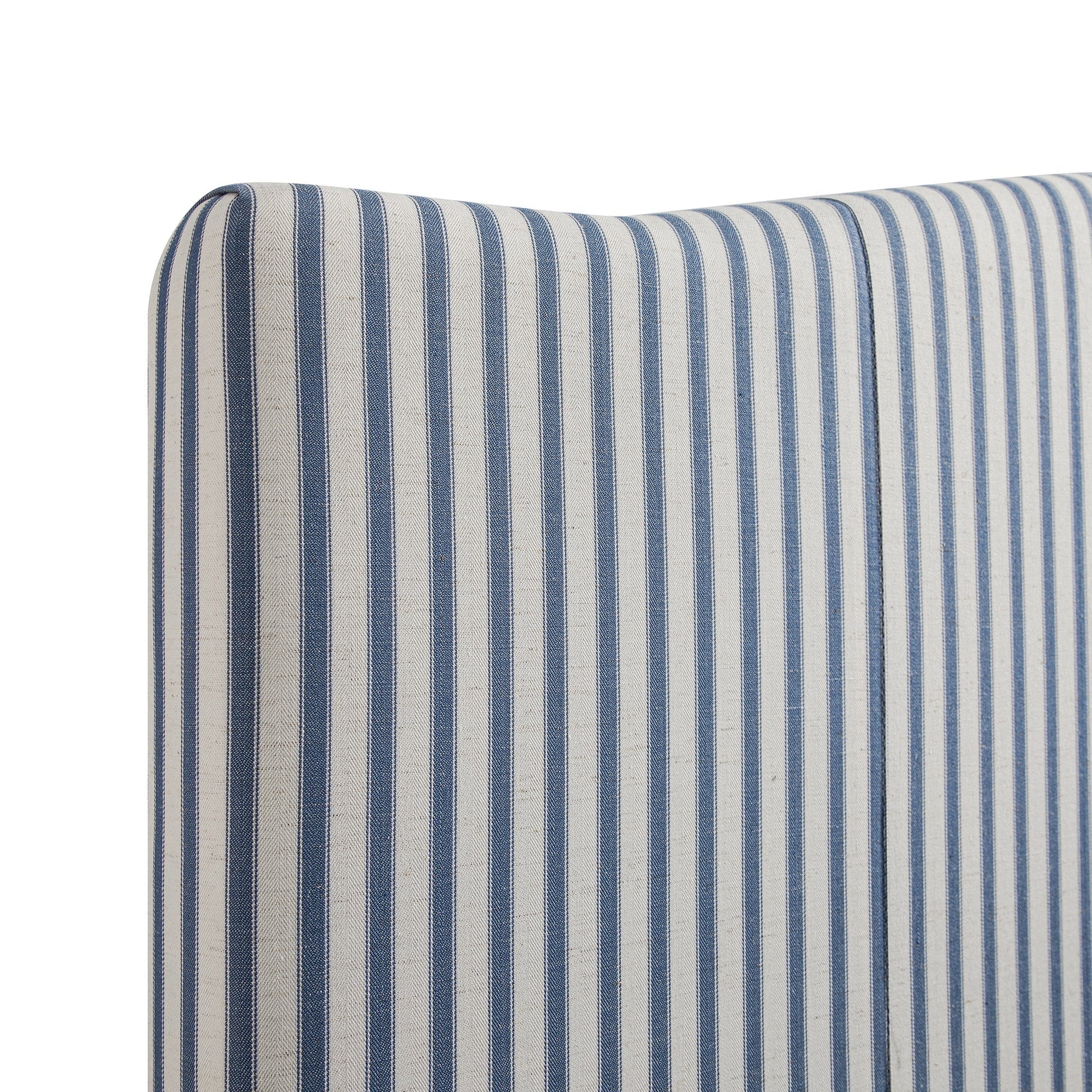Chilworth Upholstered Ottoman Bed with Storage, Blue Stripe Linen Blend