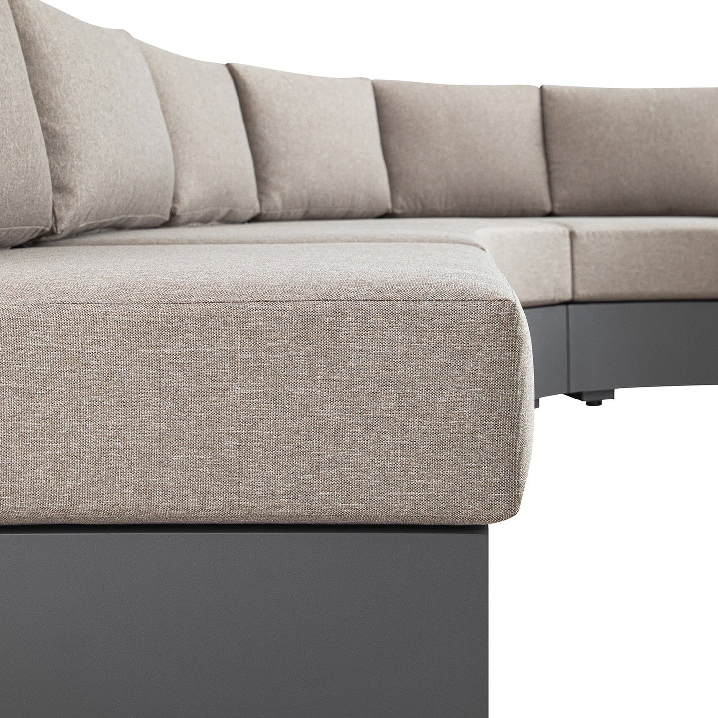 Jardin Aluminium Outdoor Modular 6-Piece Curved Corner Sofa Set, Granite