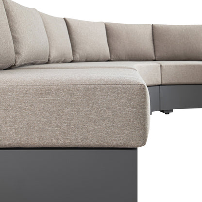 Jardin Aluminium Outdoor Modular 6-Piece Curved Corner Sofa Set, Granite
