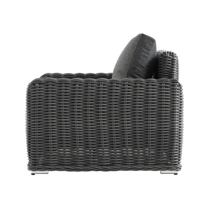 Bellagio Round Wicker Outdoor 1-Seater Sofa, Dark Grey