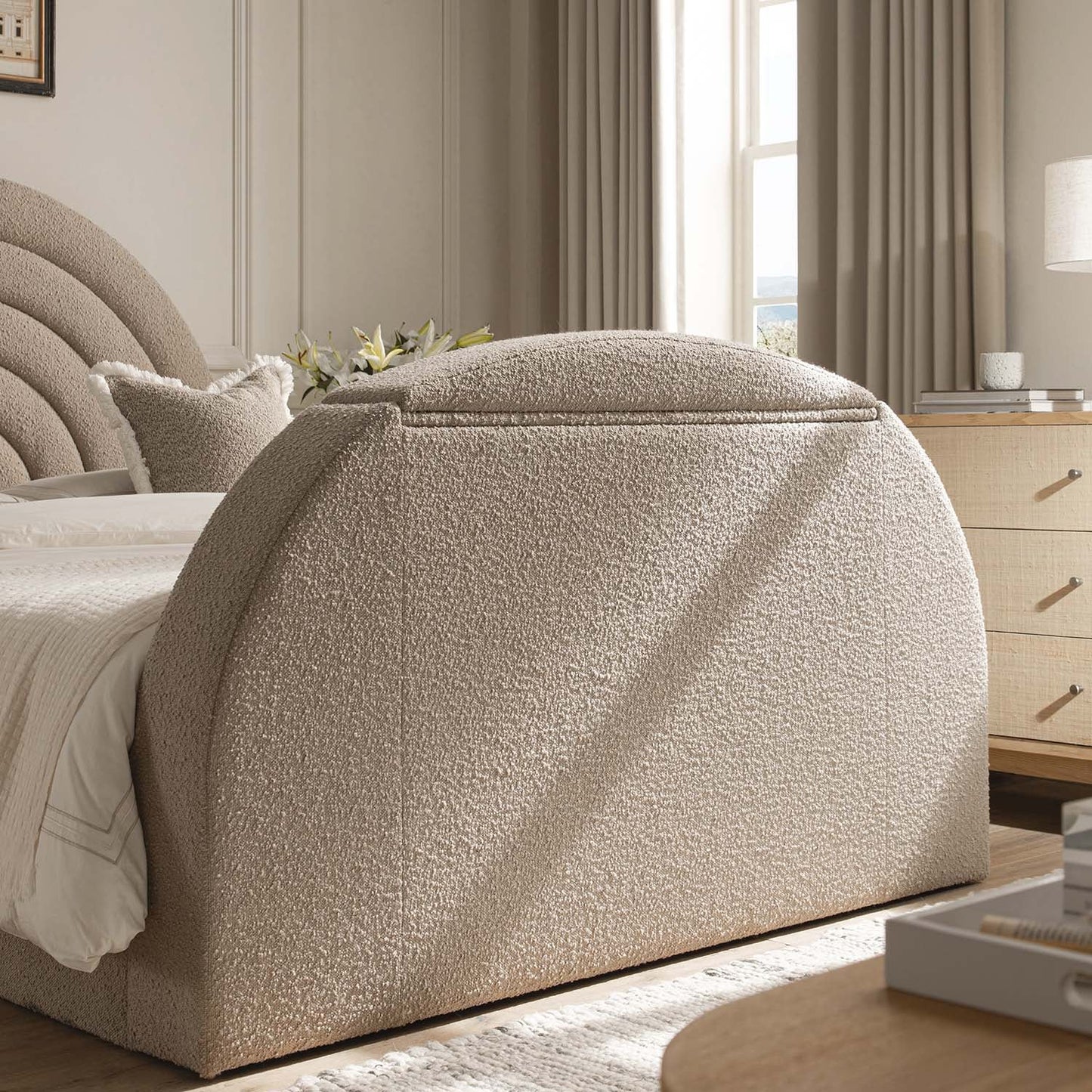 Archer Taupe Boucle TV Bed with Ottoman Storage