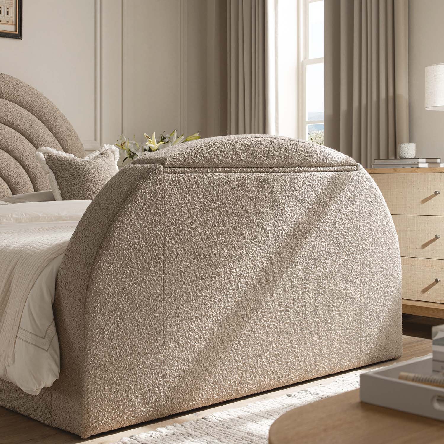Archer Taupe Boucle TV Bed with Ottoman Storage