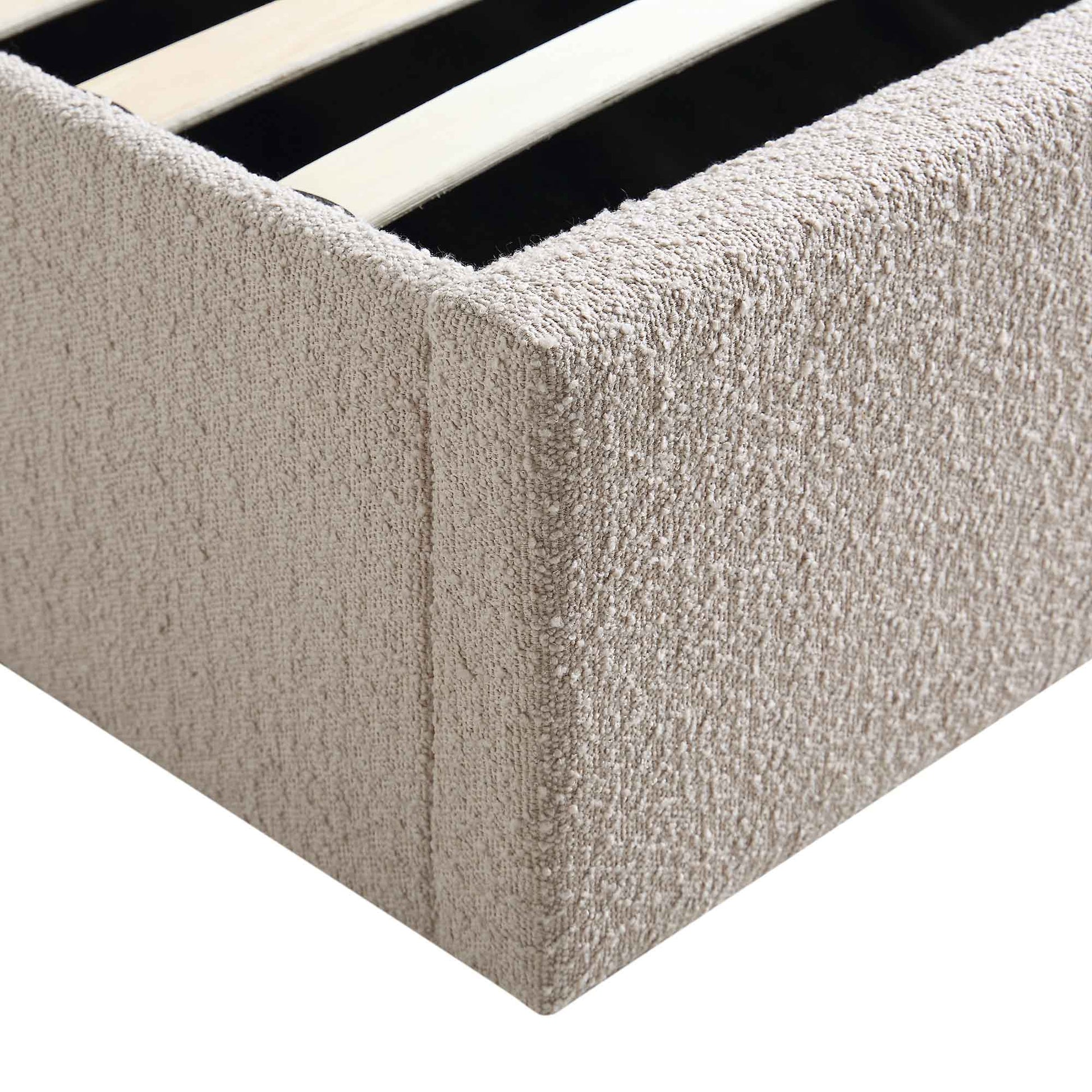 Archer Taupe Boucle Ottoman Bed with Storage