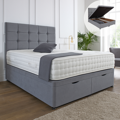Lorenza Ottoman End Lift Storage Divan Bed - With Headboard