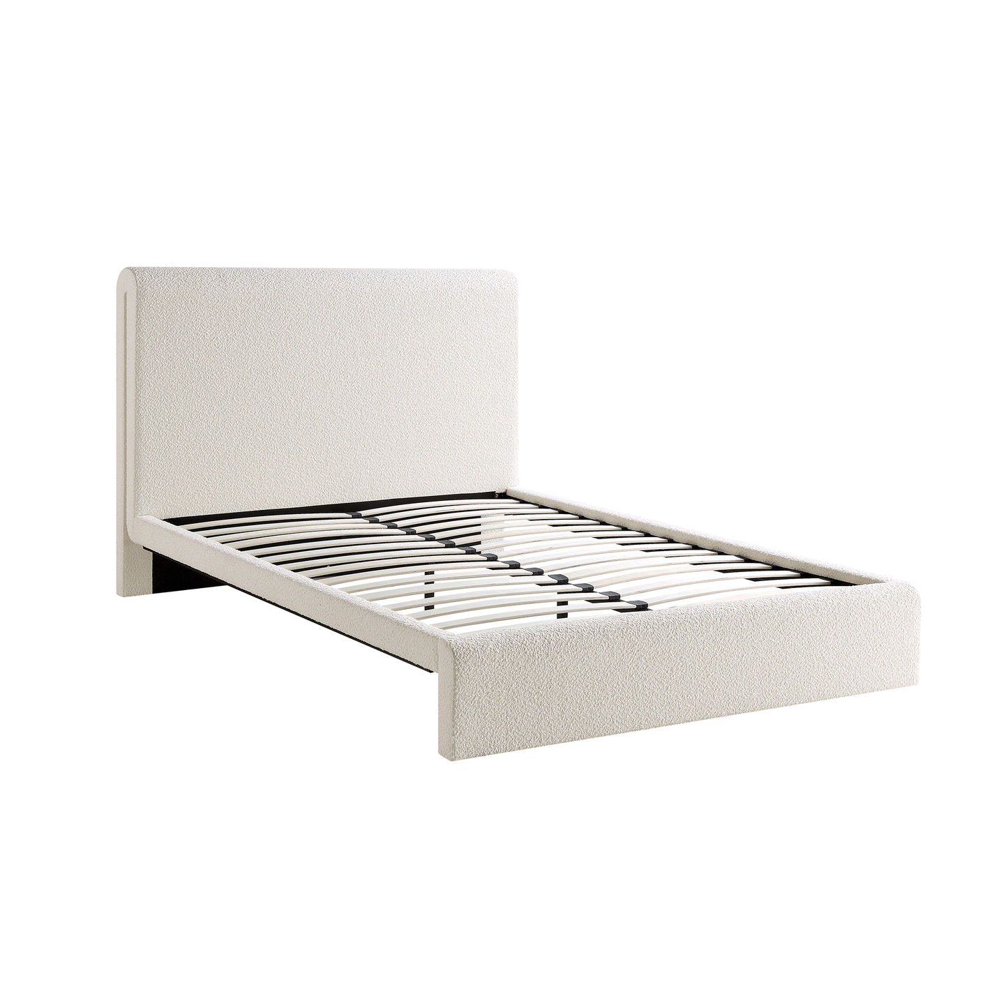 Hampstead Ecru Boucle Curved Bed with 4-Drawer Storage