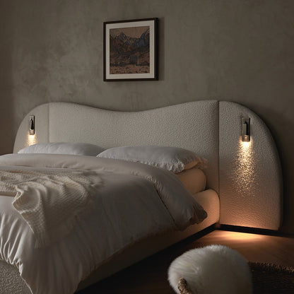 Egerie Extended Headboard Ottoman Bed with Storage, Beige Boucle