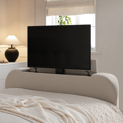 Hadley Champagne Velvet TV Bed with Ottoman Storage