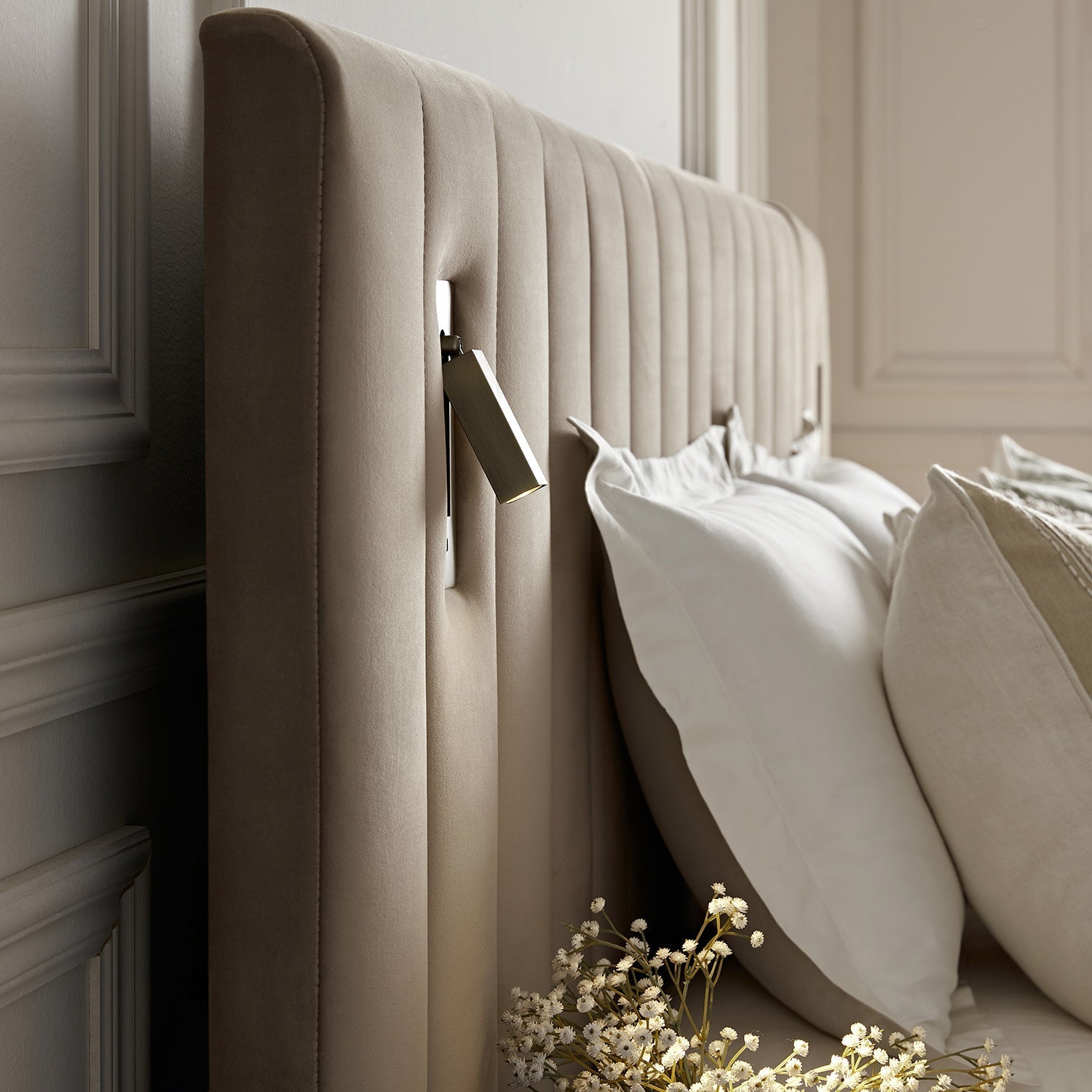 Tremezzo Oversized Ottoman Bed with Storage, Taupe Velvet