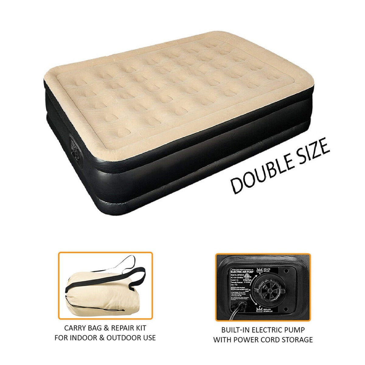 Inflatable High Raised Air Bed Mattress Built- in Electric Pump Double Bed Size – view 11
