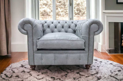 Chesterfield Alfie XL Low Back Club Armchair Vintage Ash Grey Cracked Wax Leather – view 4