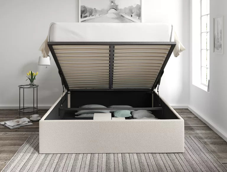 Amalfi Boucle Ivory Upholstered Ottoman Bed Frame Only – view 2