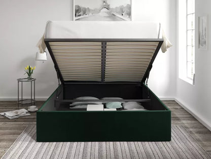 Amalfi Hugo Bottle Green Upholstered Ottoman Bed Frame Only