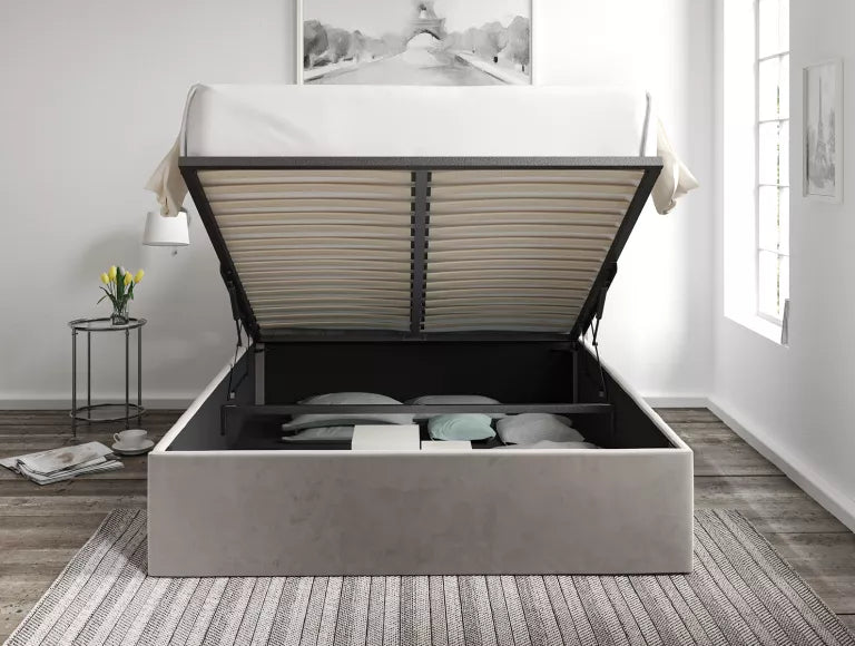Amalfi Hugo Platinum Upholstered Ottoman Bed Frame Only