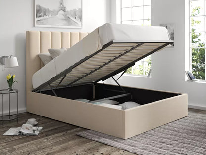 Amalfi Linea Linen Upholstered Ottoman Bed Frame Only