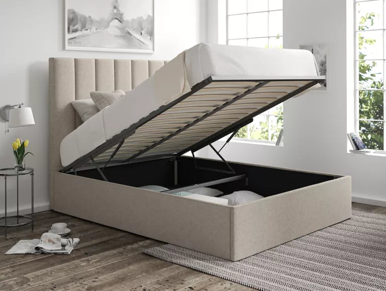 Amalfi Trebla Flax Upholstered Ottoman Bed Frame Only