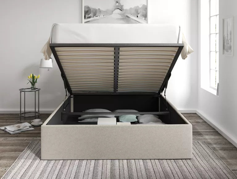 Amalfi Trebla Flax Upholstered Ottoman Bed Frame Only