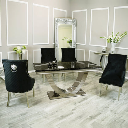 Arial 1.8m Dining Table Set With Black Chairs