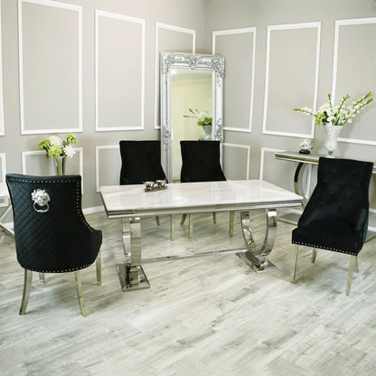 Arial 1.8m Dining Table Set With Black Chairs